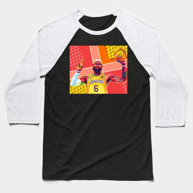 king james pop art Baseball T-Shirt by cool pop art house